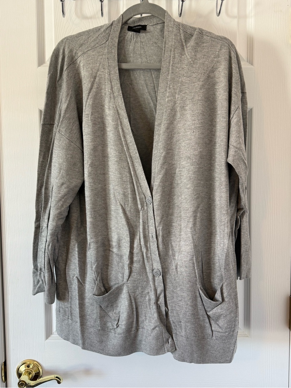 Halogen Grey Button-Front Cardigan Sweater